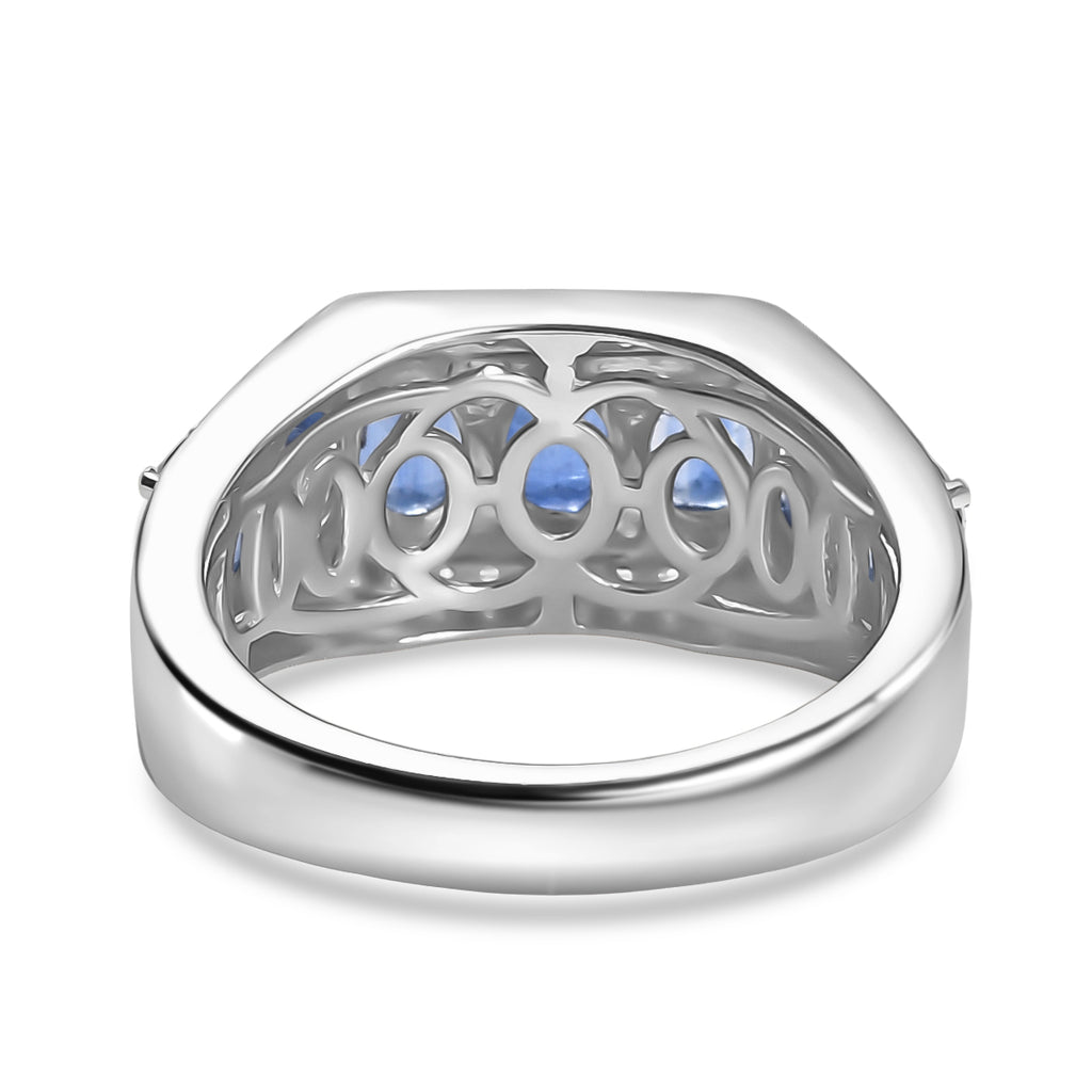 Kashmir Kyanite & White Zircon Ring in Rhodium Overlay Sterling Silver 3.73 Ct._8122671_4