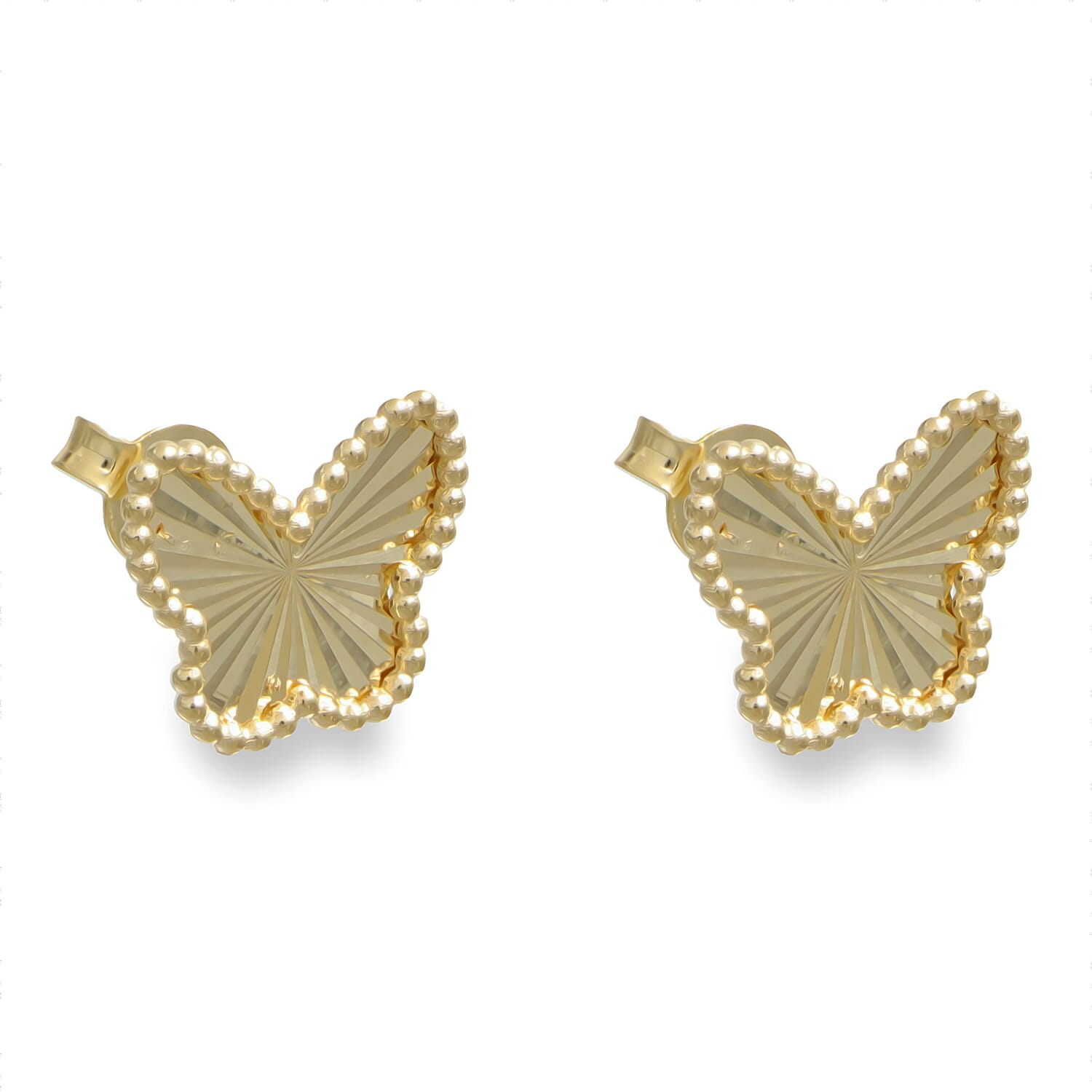 Maestro Collection - Designer Inspired 9K Yellow Gold Diamond-Cut Butterfly Stud Push Back Earring 8122904 0