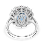 D'Joy Swiss Blue Topaz, Blue Sapphire & White Zircon Halo Ring in Rhodium Overlay Sterling Silver 5.87 Ct._8128321_4