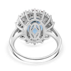 D'Joy Swiss Blue Topaz, Blue Sapphire & White Zircon Halo Ring in Rhodium Overlay Sterling Silver 5.87 Ct._8128322_4