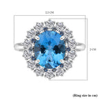 D'Joy Swiss Blue Topaz, Blue Sapphire & White Zircon Halo Ring in Rhodium Overlay Sterling Silver 5.87 Ct._8128322_5