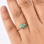 Colombian Emerald Solitaire Flower Ring in Rhodium Overlay Sterling Silver_8128765_2