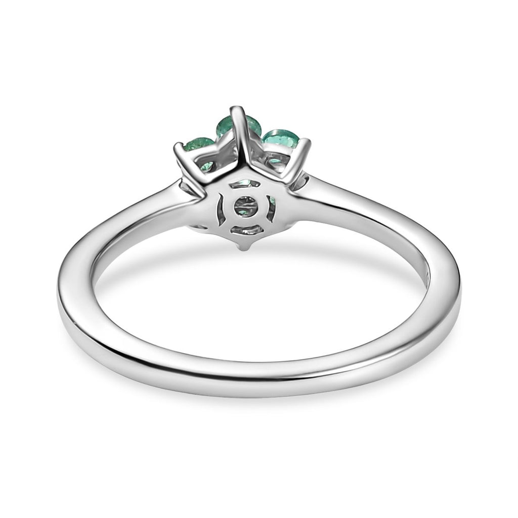 Colombian Emerald Solitaire Flower Ring in Rhodium Overlay Sterling Silver_8128768_4