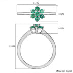 Colombian Emerald Solitaire Flower Ring in Rhodium Overlay Sterling Silver_8128768_5