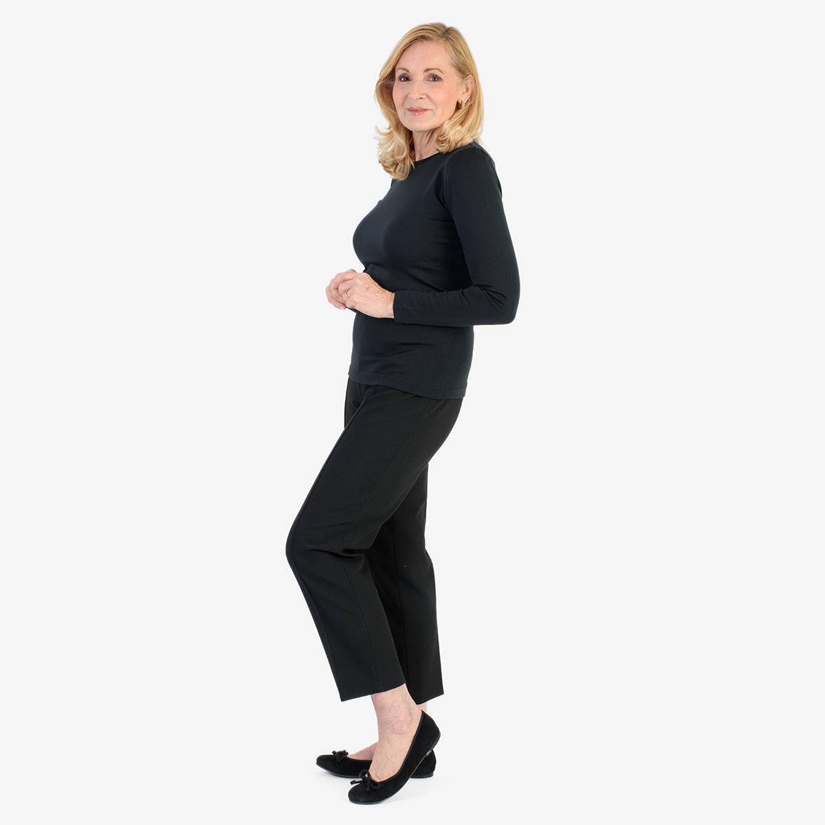 Pure &amp; Natural Round Neck Fleece Lined Top (Size L) - Black V32539904 1