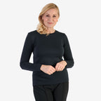 Pure & Natural Round Neck Fleece Lined Top (Size L) - Black_8129116_4