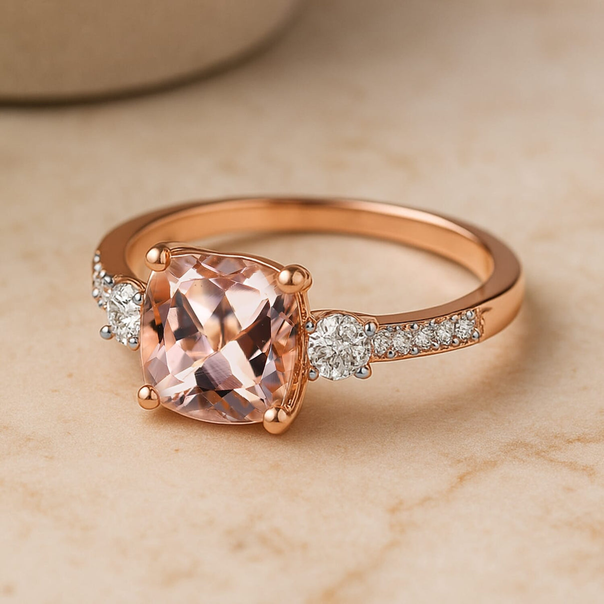 Certified &amp; Appraised LUXORO 10K Rose Gold AAA Morganite, White Diamond I2 Halo Ring, 3.05 Ct. 8129187 1