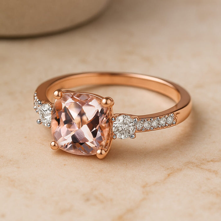 Certified &amp; Appraised LUXORO 10K Rose Gold AAA Morganite, White Diamond I2 Halo Ring, 3.05 Ct. 8129187 2