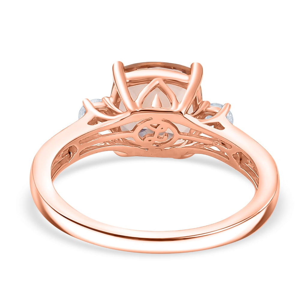 Luxoro 10K Rose Gold AAA Morganite, White Diamond I2 Main Stone With Side Stone Ring, Gold Wt.3.5 Gms  3.059  Ct._8129187_4