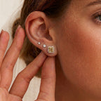 Luxoro - 14K Yellow Gold AGI Certified AAA Turkizite & White Diamond Halo Earring with Push Back 3.00 Ct._8129536_3