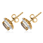 Luxoro - 14K Yellow Gold AGI Certified AAA Turkizite & White Diamond Halo Earring with Push Back 3.00 Ct._8129536_5