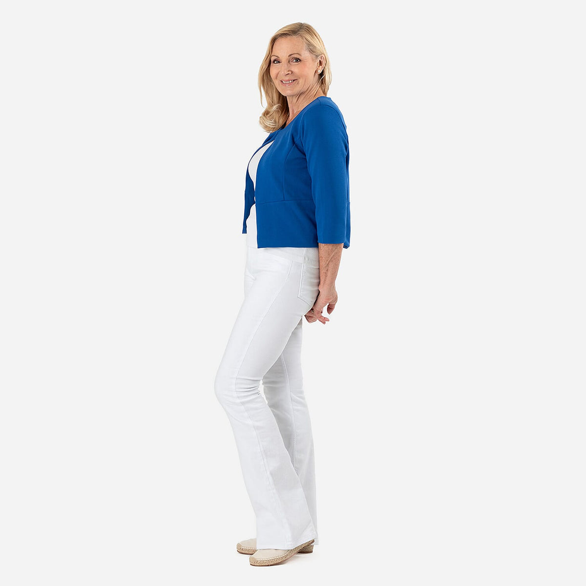 Womens Elegant 3/4 Sleeve Open Front Crepe Bolero Cardigan V32562093 2