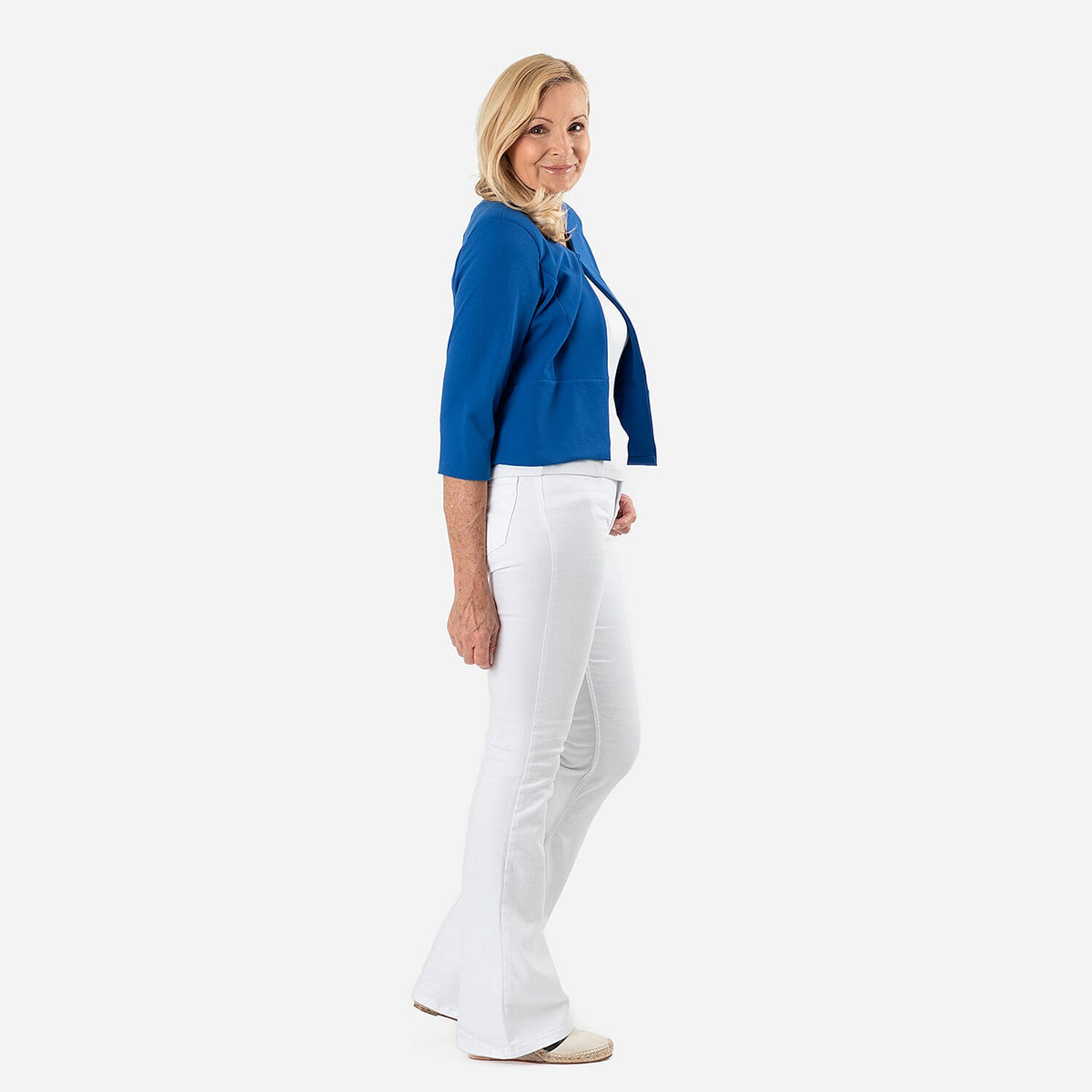 Womens Elegant 3/4 Sleeve Open Front Crepe Bolero Cardigan V32562093 3