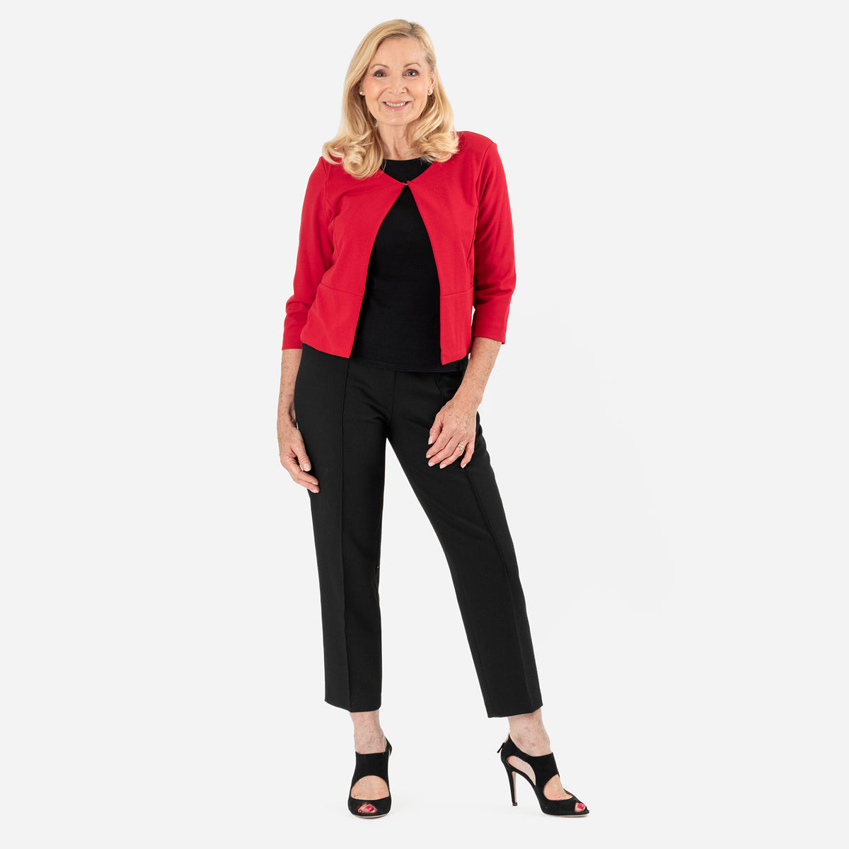 Womens Elegant 3/4 Sleeve Open Front Crepe Bolero Cardigan V32612275 1