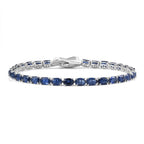 Premium Natural Kashmir Kyanite Tennis Line Bracelet (Size - 8) with magnet Lock in Rhodium Overlay Sterling Silver 18.12 Ct, Silver Wt.9.13 Gms._8130655