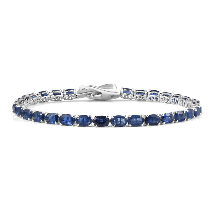 Premium Natural Kashmir Kyanite Tennis Line Bracelet (Size - 8) with Buckle Clasp in Rhodium Overlay Sterling Silver 18.11 Ct. 8130655 1