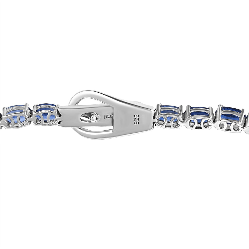 Premium Natural Kashmir Kyanite Tennis Line Bracelet (Size - 8) with magnet Lock in Rhodium Overlay Sterling Silver 18.12 Ct, Silver Wt.9.13 Gms._8130655_3