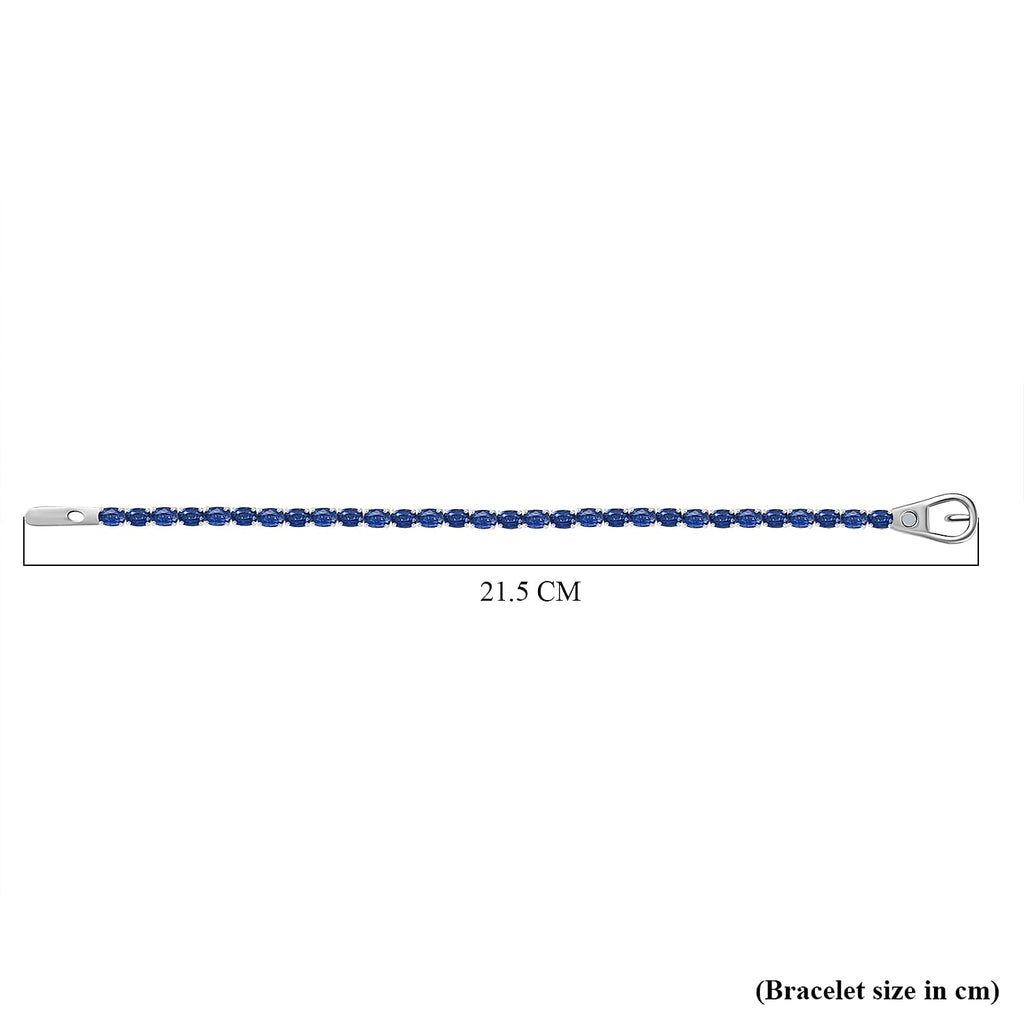 Premium Natural Kashmir Kyanite Tennis Line Bracelet (Size - 8) with magnet Lock in Rhodium Overlay Sterling Silver 18.12 Ct, Silver Wt.9.13 Gms._8130655_4