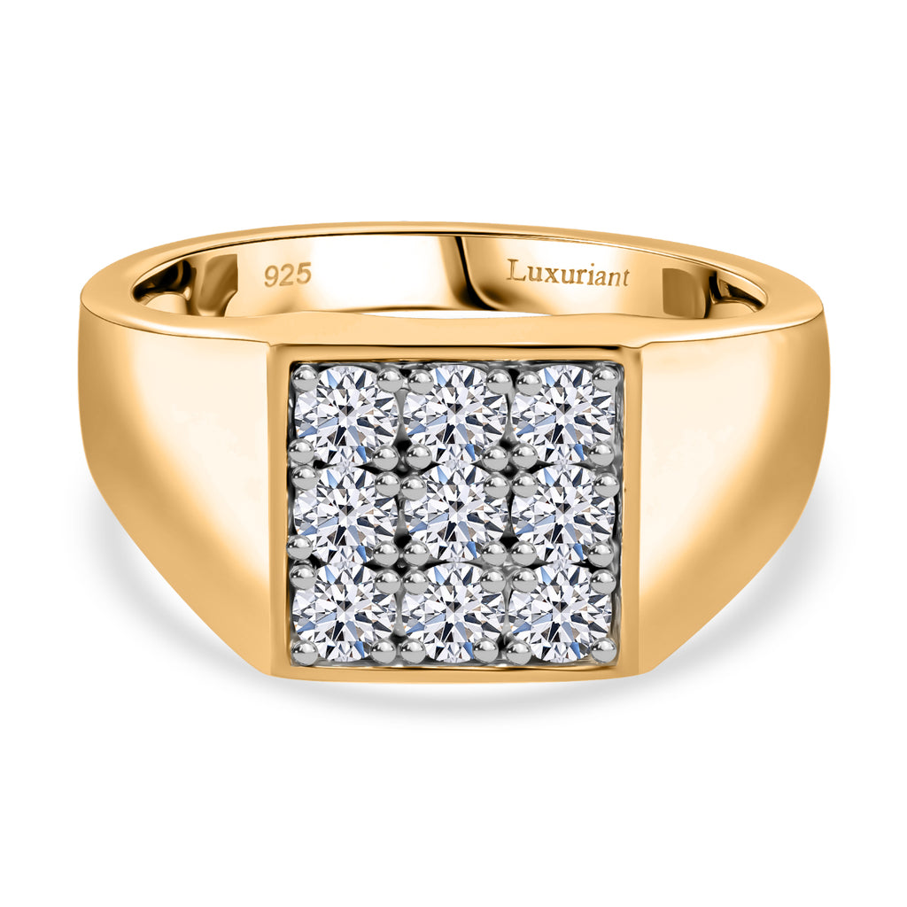 Luxuriant Diamond Lab Grown Diamond (SI-G/H) Ring in Vermeil Yellow Gold Plated Sterling Silver 1.00 Ct, Silver Wt. 5.00 Gms._8130749