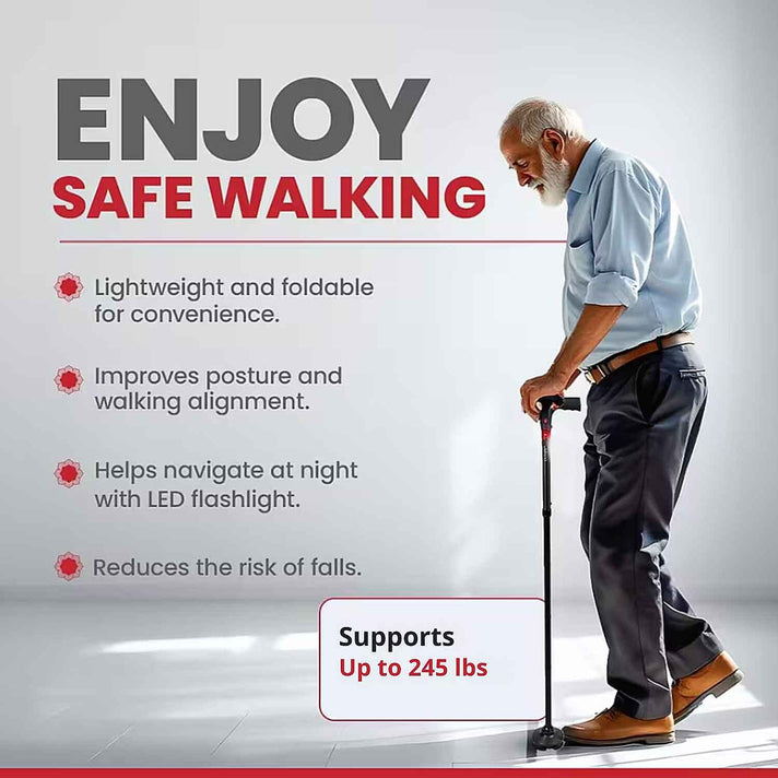 Bliss &amp; Beyond Smart Easy Up Dual-Handle Walking Cane - Adjustable Support with LED Light and SOS Alarm - Blue 8131248 2