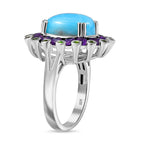 Larimar, Natural Chrome Diopside & African Amethyst Ring in Rhodium Overlay Sterling Silver 7.50 Ct._8132043_3
