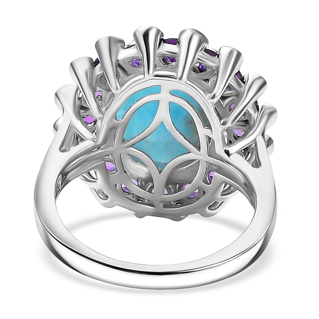 Larimar, Natural Chrome Diopside & African Amethyst Ring in Rhodium Overlay Sterling Silver 7.50 Ct._8132043_4