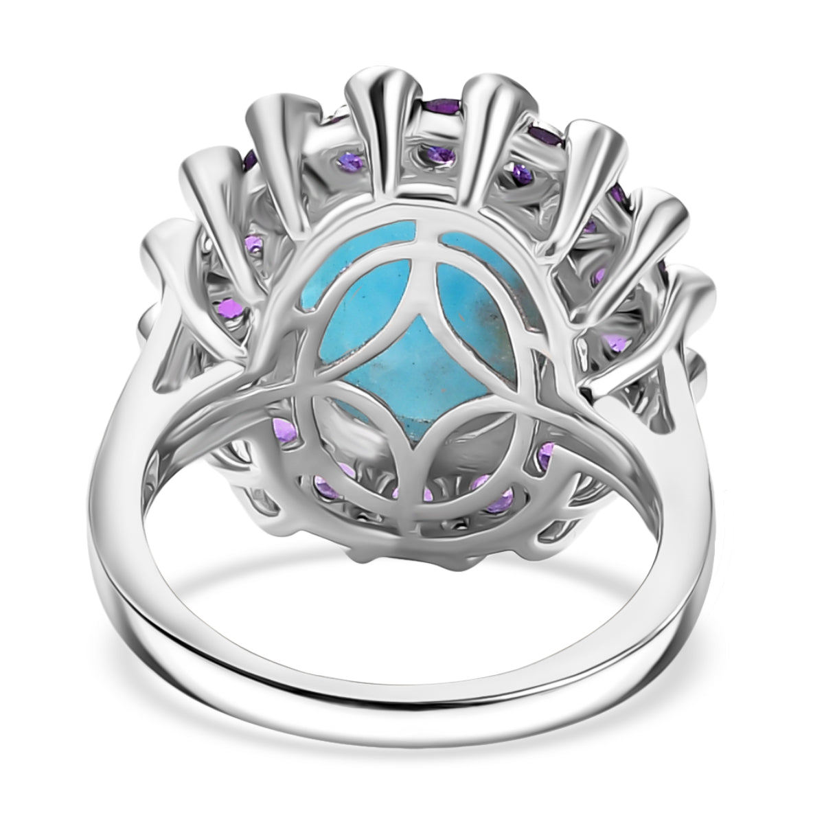 Larimar, Natural Chrome Diopside &amp; African Amethyst Ring in Rhodium Overlay Sterling Silver 7.50 Ct. V32530407 5