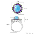 Larimar, Natural Chrome Diopside & African Amethyst Ring in Rhodium Overlay Sterling Silver 7.50 Ct._8132045_5