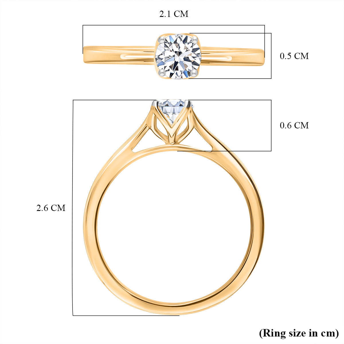 LUXURIANT 0.50 Ct. Lab Grown Diamond Solitaire Ring in Vermeil Yellow Gold Plated Sterling Silver 8132077 5