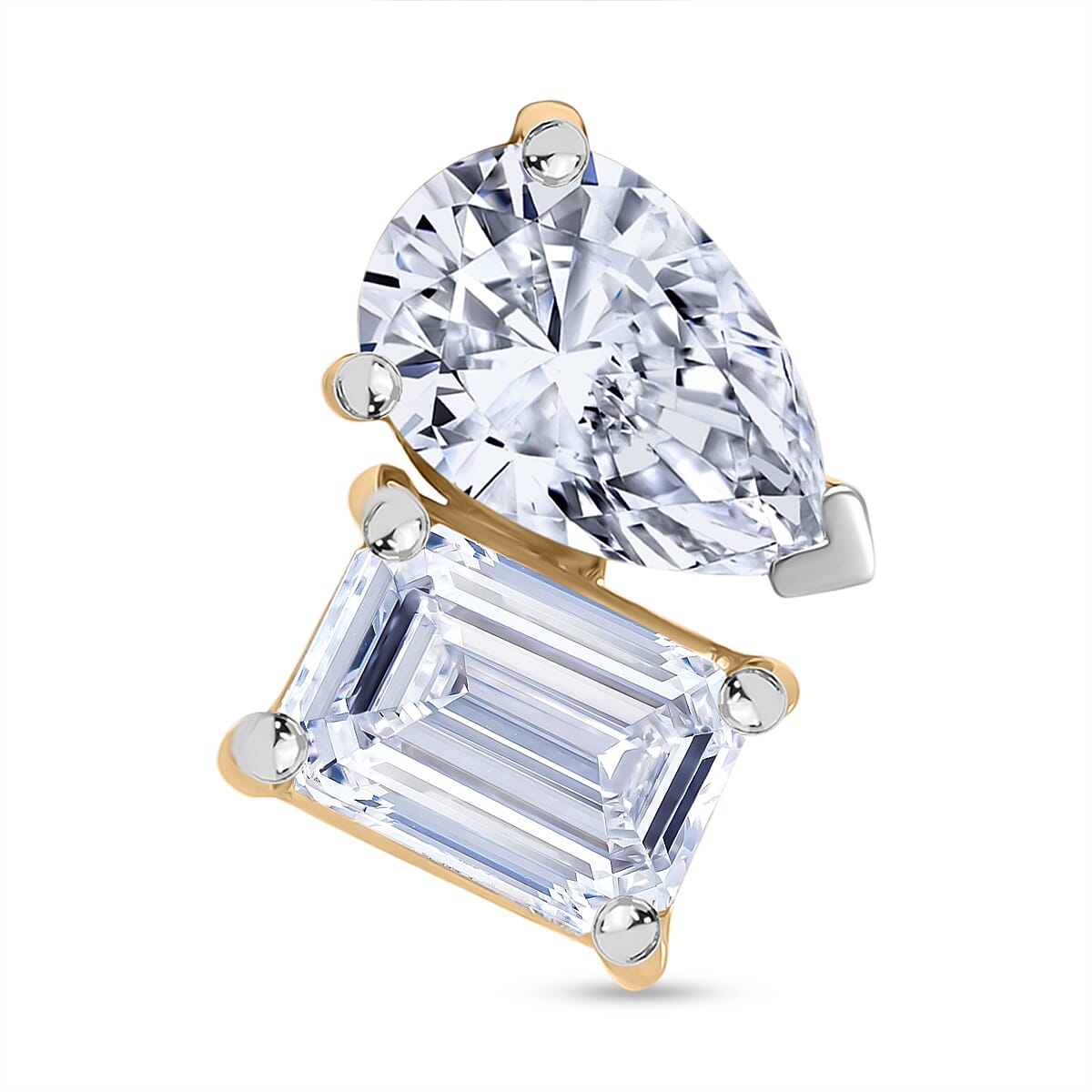 THE TOI ET MOI LUXURIANT 1 Ct. Pear and Emerald Cut Lab Grown Diamond Pendant in 9K Yellow Gold, SGL Certified (VS/E-F) 8132096 0