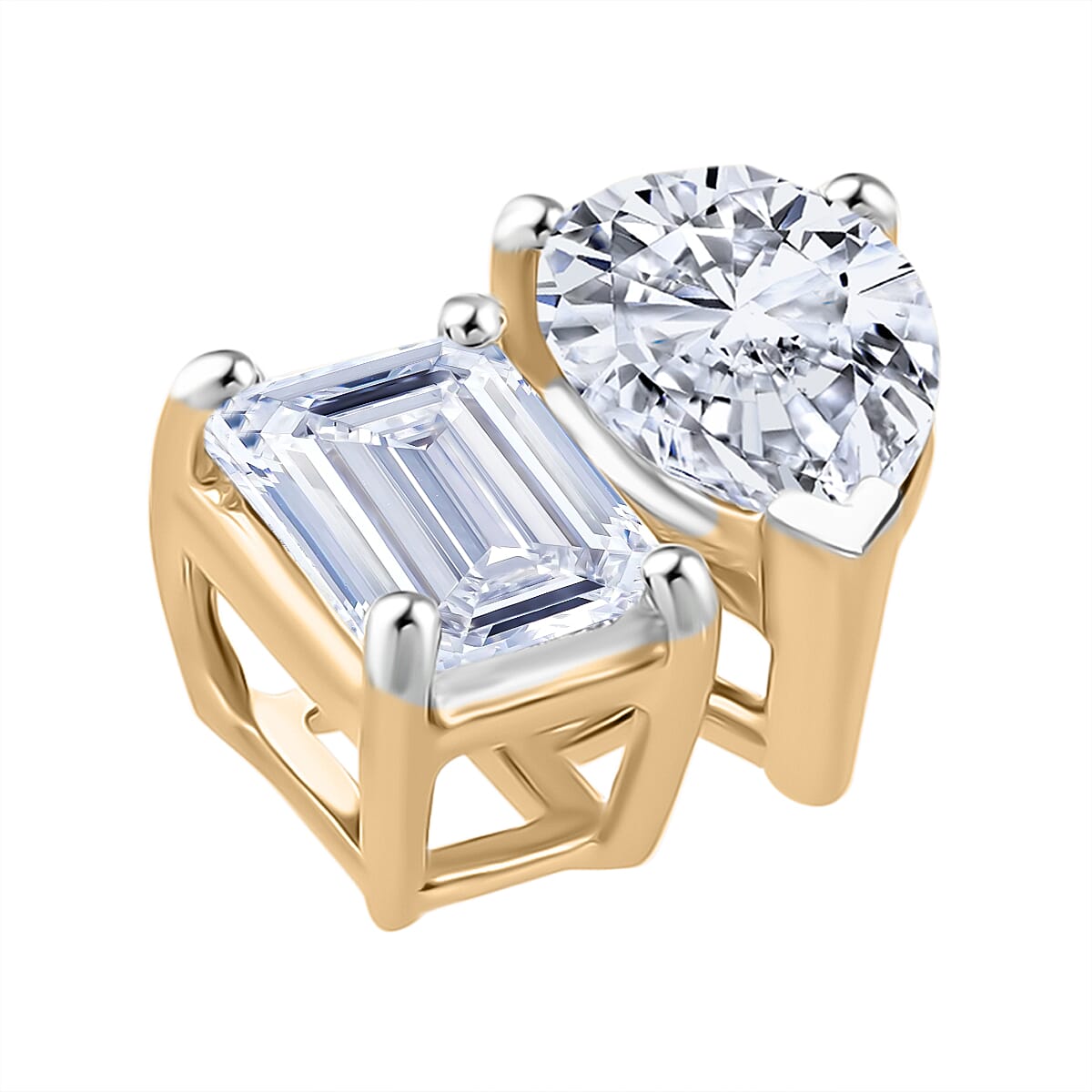 THE TOI ET MOI LUXURIANT 1 Ct. Pear and Emerald Cut Lab Grown Diamond Pendant in 9K Yellow Gold, SGL Certified (VS/E-F) 8132096 3