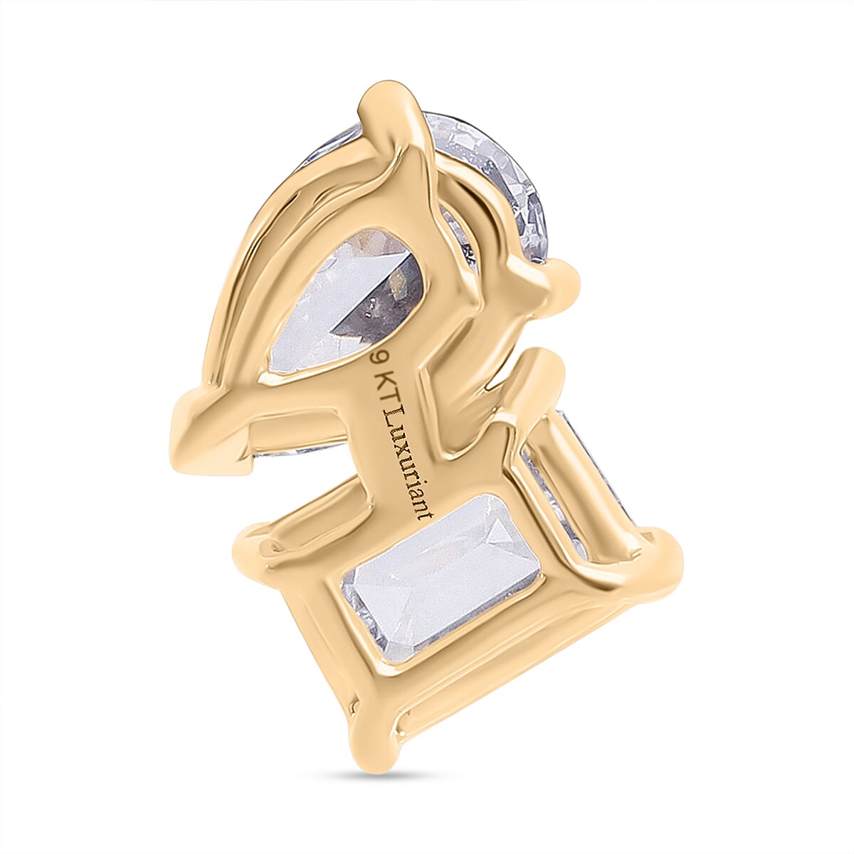 THE TOI ET MOI LUXURIANT 1 Ct. Pear and Emerald Cut Lab Grown Diamond Pendant in 9K Yellow Gold, SGL Certified (VS/E-F) 8132096 4