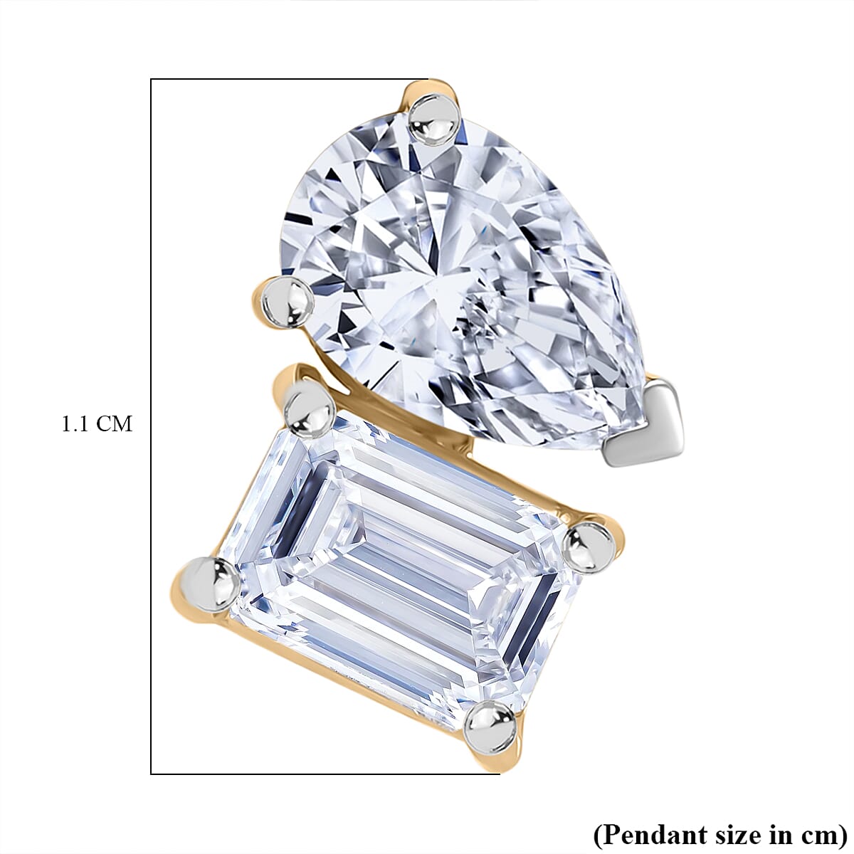 THE TOI ET MOI LUXURIANT 1 Ct. Pear and Emerald Cut Lab Grown Diamond Pendant in 9K Yellow Gold, SGL Certified (VS/E-F) 8132096 5