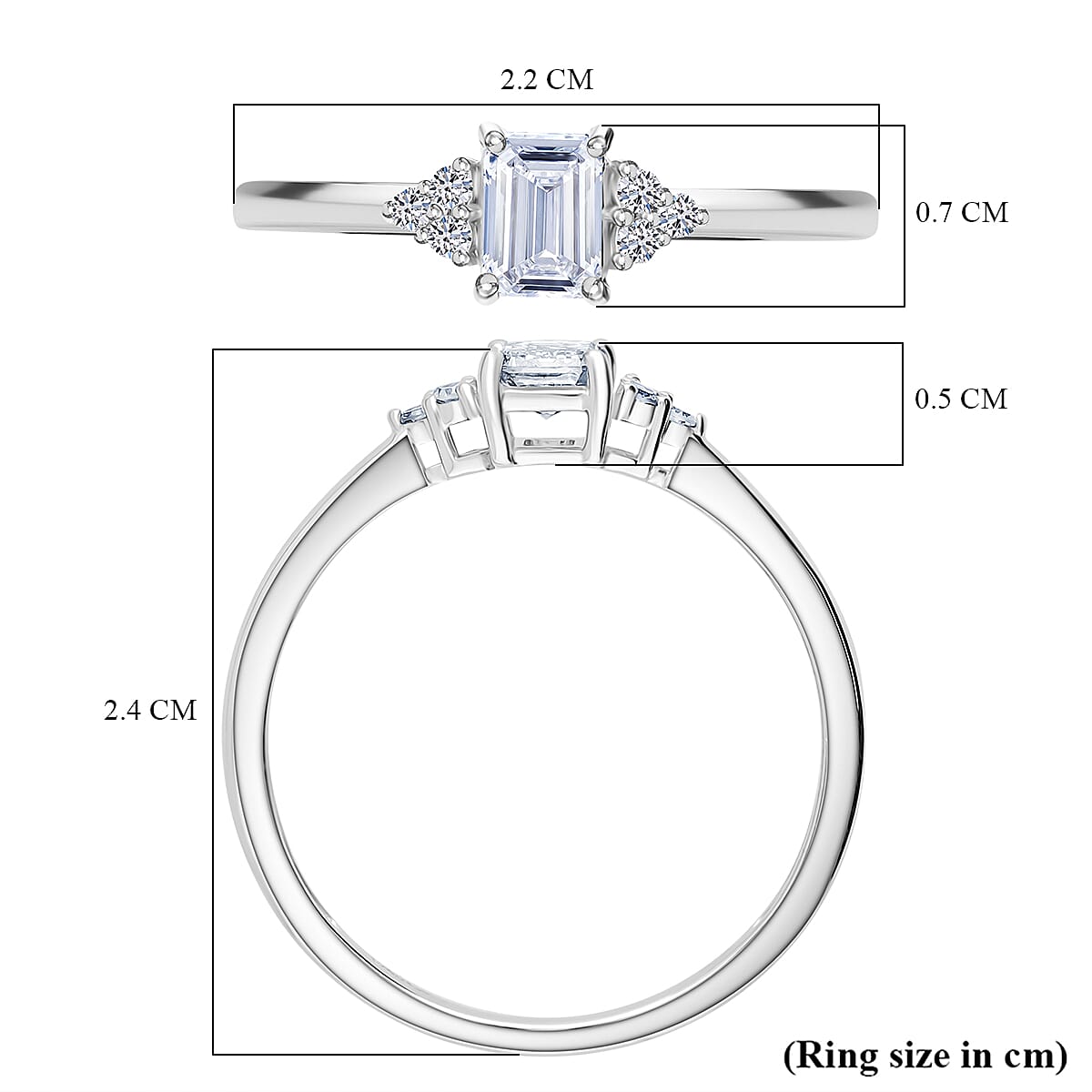 LUXURIANT 9K White Gold VS Lab Grown Diamond EF, VS Ring, Gold Wt.2.48 Gms  0.590  Ct. 8132102 7