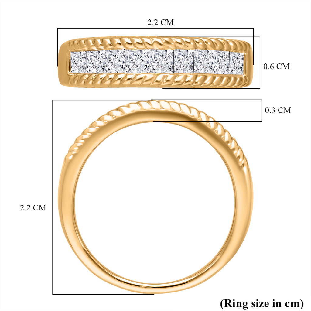 Luxuriant Square Cut Lab Grown Diamond (VS/D) Band Ring in Vermeil Yellow Gold Plated Sterling Silver_8132132_4