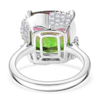 Watermelon Quartz Triplet & White Zircon Solitaire Ring in Rhodium Overlay Sterling Silver 8.97 Ct._8132179_4