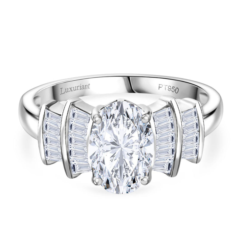 First Time Ever - Luxuriant Diamond 950 Platinum IGI Certified (VS-E/F) Lab Grown Diamond Ballerina Ring 1.86 Ct, Platinum Wt. 4.52 Gms._8132325