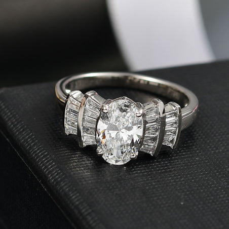 Luxuriant Diamond 950 Platinum IGI Certified (VS-E/F) Lab Grown Diamond Ballerina Ring 1.86 Ct, Platinum Wt. 4.52 Gms. V32652421 2
