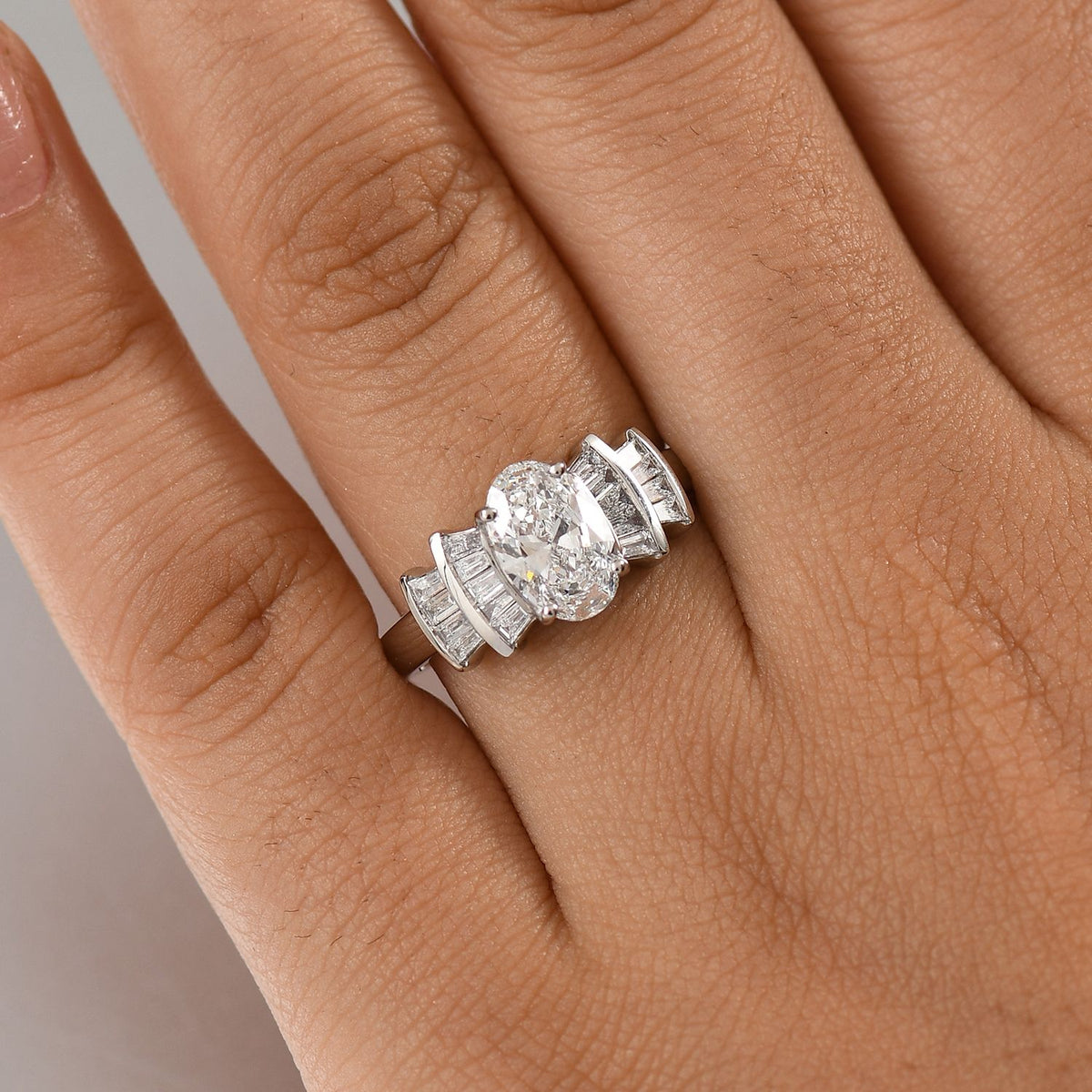 Luxuriant Diamond 950 Platinum IGI Certified (VS-E/F) Lab Grown Diamond Ballerina Ring 1.86 Ct, Platinum Wt. 4.52 Gms. V32652421 3