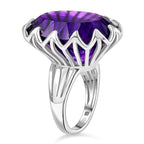 AAA African Amethyst Concave Cut Solitaire Ring in Rhodium OverlaySterling Silver 35.322  Ct._8132600_3