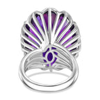 AAA African Amethyst Concave Cut Solitaire Ring in Rhodium OverlaySterling Silver 35.322  Ct._8132600_4
