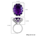 AAA African Amethyst Concave Cut Solitaire Ring in Rhodium OverlaySterling Silver 35.322  Ct._8132600_5