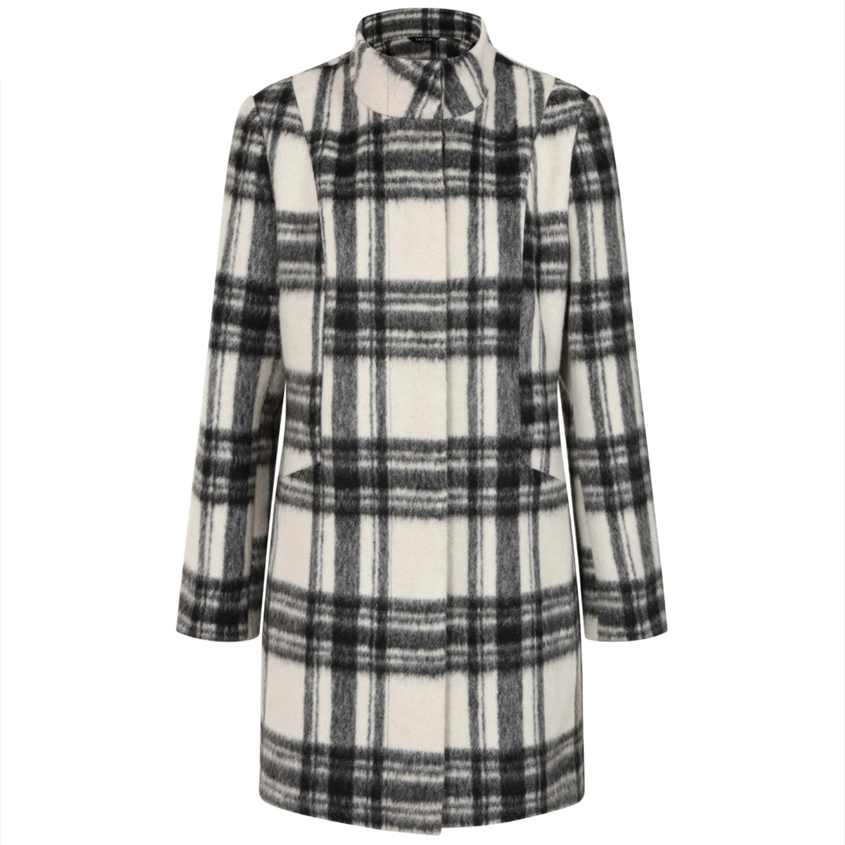 Emreco Check Funnel Neck Coat (Size 18) - Black &amp; White 8132863 4