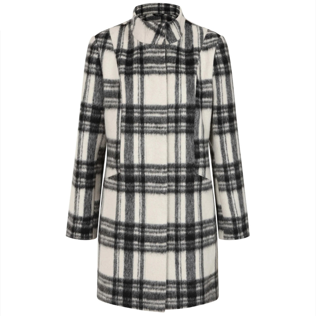 Emreco Check Funnel Neck Coat (Size 20) - Black & White_8132864_4