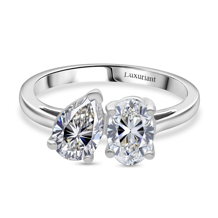 THE TOI ET MOI - Luxuriant  2 Ct, Lab Grown Diamond 950 Platinum Pear and Oval Cut IGI Certified  Ring Platinum wt. 4.20 Gms. 8132882 1