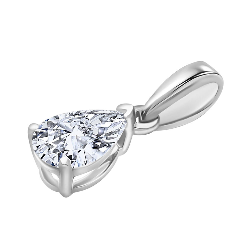 Luxuriant Diamond 14K White Gold SGL Certified (VS-E-F) Pear Cut Lab Grown Diamond Pendant