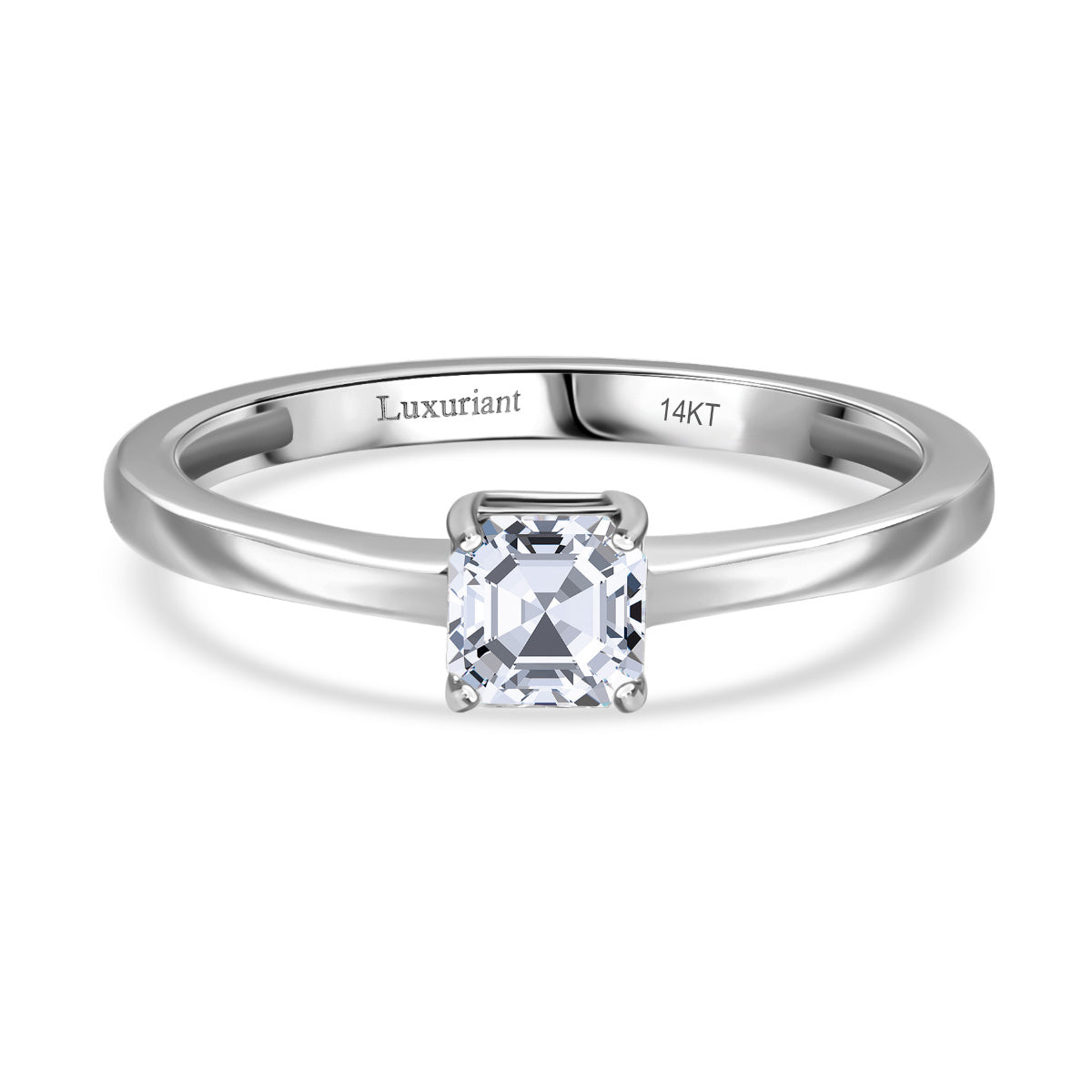 LUXURIANT 0.5 Ct. Lab Grown Diamond Asscher-Cut Solitaire Ring in 14K White Gold SI/G-H 8133144 0