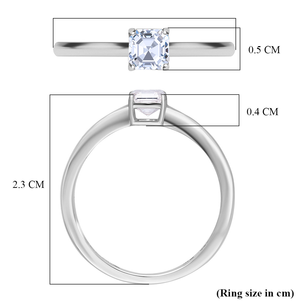 LUXURIANT 0.5 Ct. Lab Grown Diamond Asscher-Cut Solitaire Ring in 14K White Gold SI/G-H 8133144 5