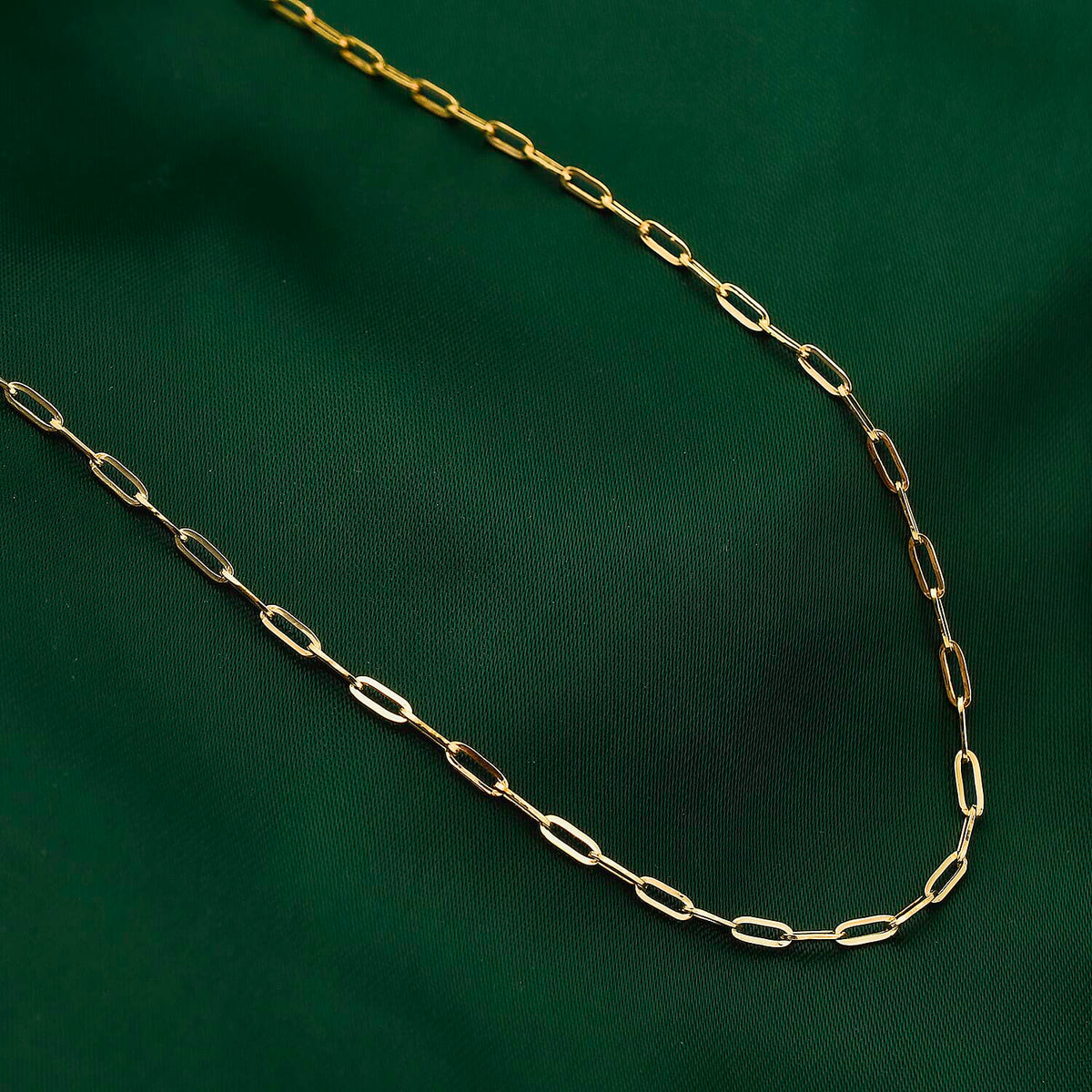 9K Yellow Gold Paper Clip Necklace with Spring Ring Clasp (Size - 18) 8133407 2