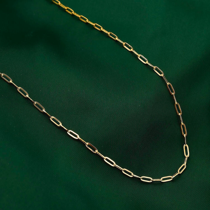 9K Yellow Gold Paper Clip Necklace with Spring Ring Clasp (Size - 18) 8133407 2